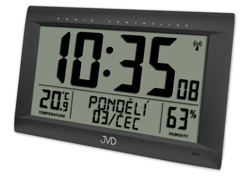 Radio-controlled digital clock with an alarm clock JVD black RB9075.1