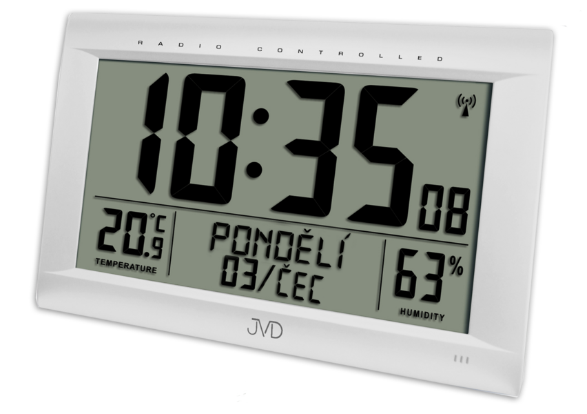 Radiem sterowany zegar cyfrowy z alarmem JVD biały RB9075.2