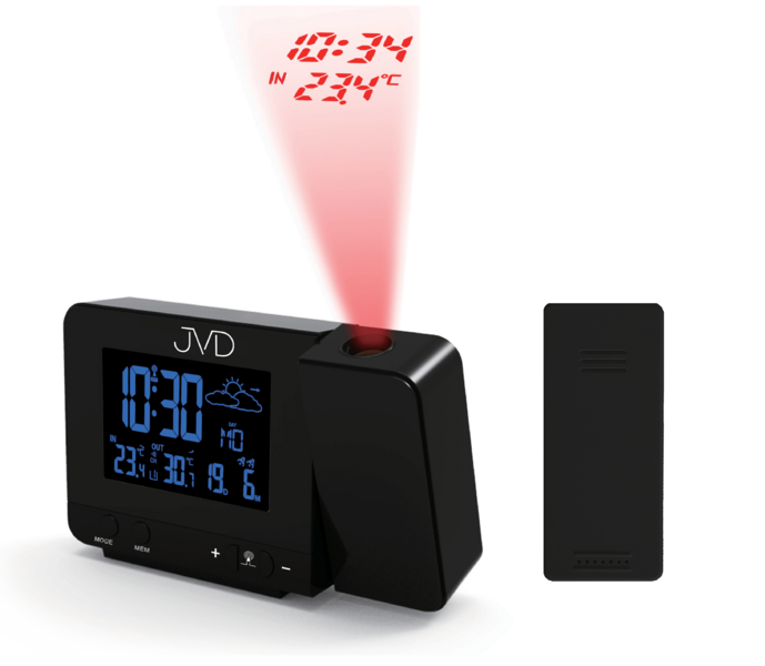 Radio controlled alarm clock with projection JVD RB3531.1